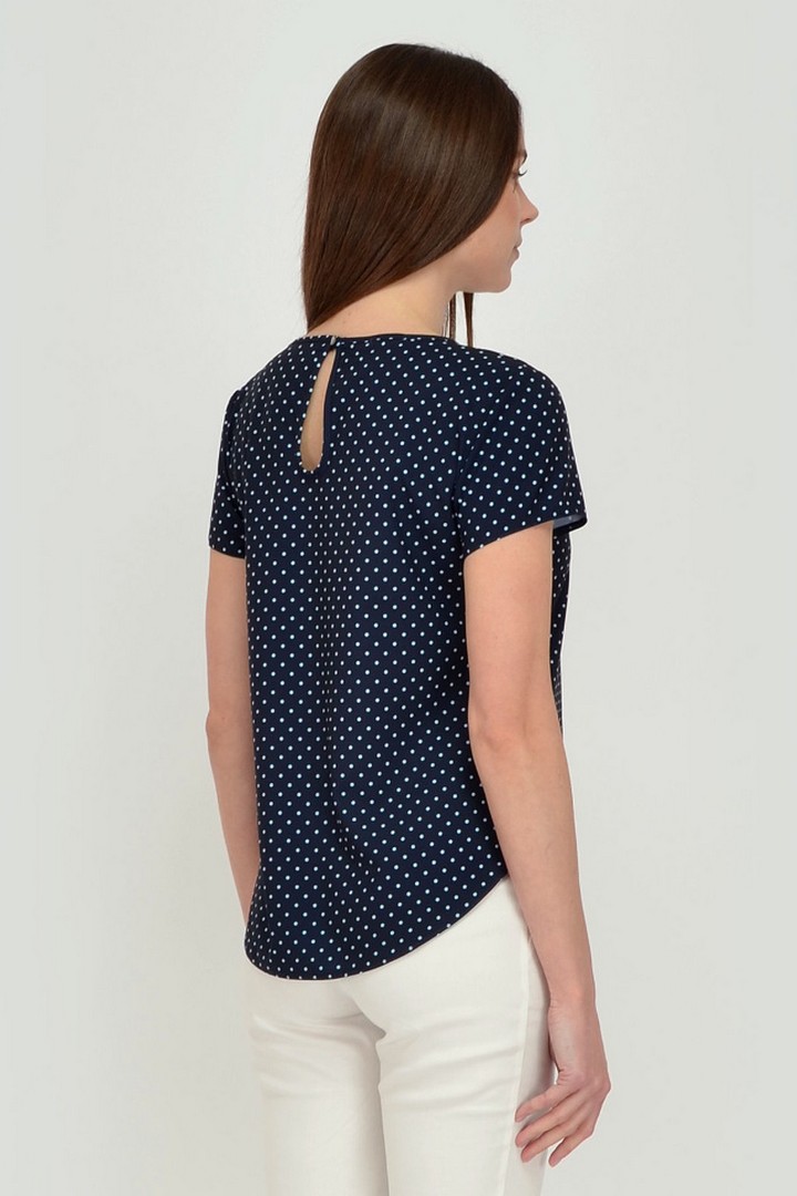 Фото товара 19973, темно-синяя блузка в горошек